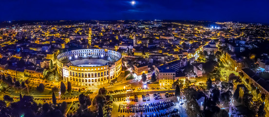 Pula amphitheater in the night, Croatia