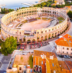 Pula amphitheater in the morning, Croatia