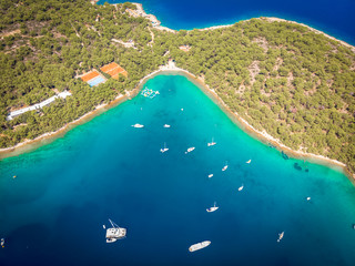 Aerial view of the Hvar island in Croatia