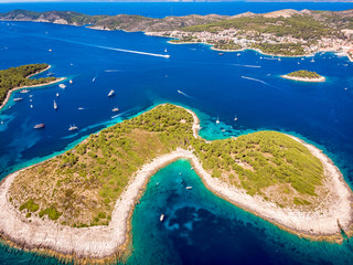 Aerial view of Paklinski Islands in Hvar, Croatia