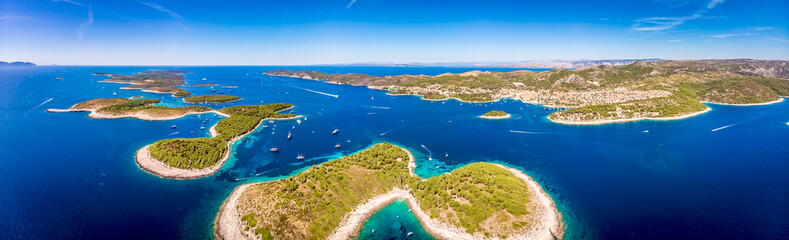 Aerial view of Paklinski Islands in Hvar, Croatia