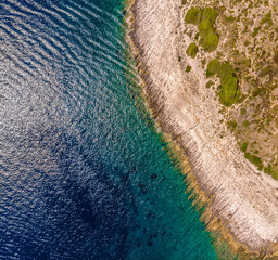 Aerial view of Paklinski Islands in Hvar, Croatia