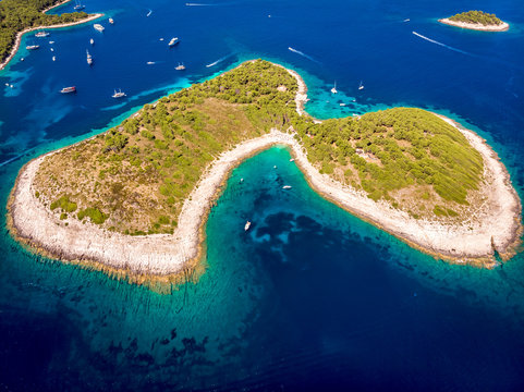 Aerial view of Paklinski Islands in Hvar, Croatia