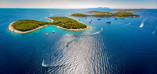 Aerial view of Paklinski Islands in Hvar, Croatia