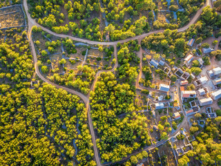 Aerial view of village of Humac in Croatia