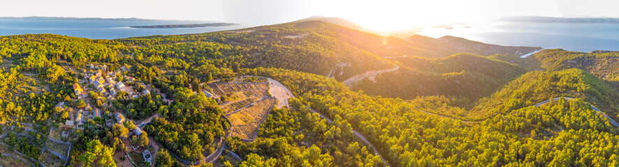 Aerial view of village of Humac in Croatia