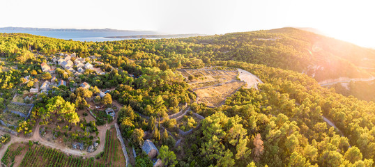 Aerial view of village of Humac in Croatia