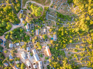 Aerial view of village of Humac in Croatia
