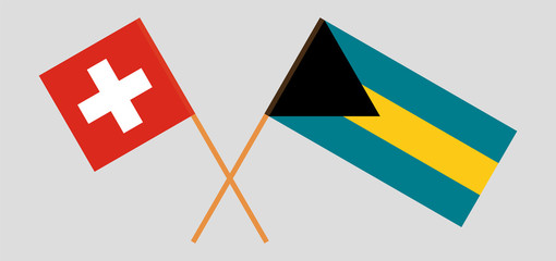 Bahamas and Switzerland. Crossed Bahamian and Swiss flags