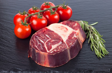 Cooking ingredients. Fresh raw meat beef steak with bone.