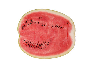 watermelon cut in half with seeds on a white background