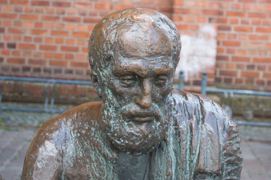 Archimedes Statue Market Place In Güstrow Mecklenburg Western Pomerania Germany