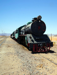 Obraz premium Steam locomotive on a siding near Wadi Rum, Jordan