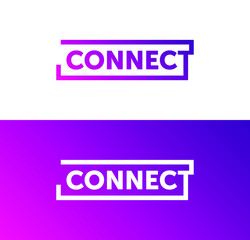 Logo connect. Abstract connect icon logo design made of color pieces - various color gradient.