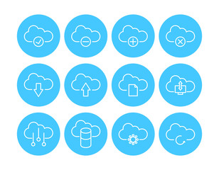 Communication icons set. Universal communication icon to use in web and mobile UI, communication basic UI elements set. cloud, clock, gear, mail, picture, web, internet, footnote, search, computer.