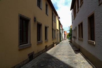 Fototapeta na wymiar Deserted streets of Rothenburg ob der Tauber, Germany