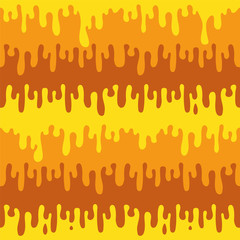 Flowing honey is a seamless pattern.Honey color, yellow, orange, gold. Dripping paint.