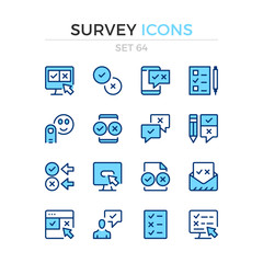 Survey icons. Vector line icons set. Premium quality. Simple thin line design. Modern outline symbols collection, pictograms.