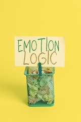 Handwriting text Emotion Logic. Conceptual photo Heart or Brain Soul or Intelligence Confusion...