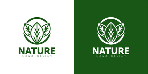 NATURE LOGO DESIGN. abstract green logo design template. VECTOR LEAF TEMPLATE..