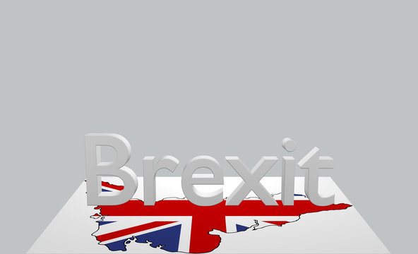 Text Brexit  mit Karte von Großbritannien. 3d rendering