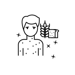 Allergy, wheat, bread, man icon. Element of allergy icon