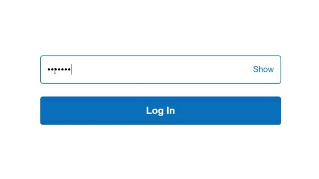 Entering password and clicking the button sign in on computer screen
