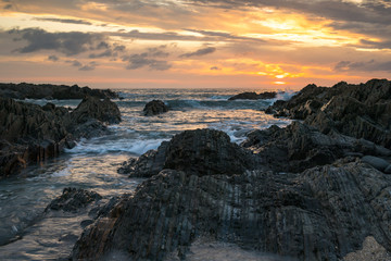 Seascape at Westward Ho! in North Devon at sunset