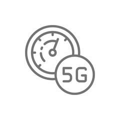 Vector high speed 5G internet line icon.
