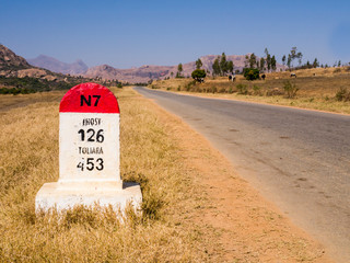 Madagascar, stunning view of Route Nationale 7 (RN7), legendary road  running from Antananarivo to Tulear - 288565582