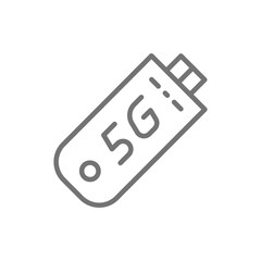 Vector fast 5G internet modem line icon.