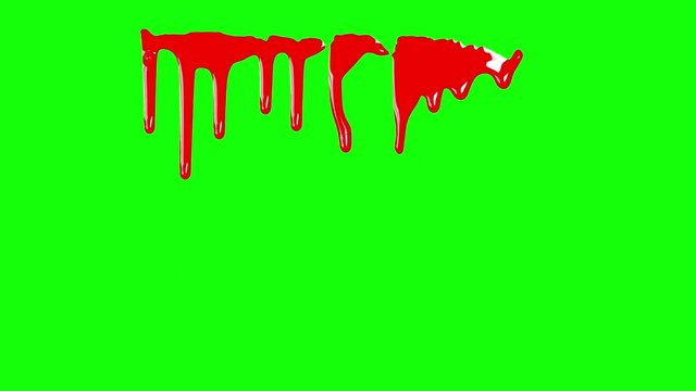 4K Blood Splash In green screen background.
