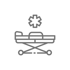 Emergency stretcher trolley line icon. Isolated on white background