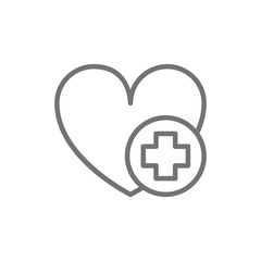 First aid for heart attack line icon.