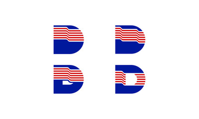 D Stripe letter logo design template 