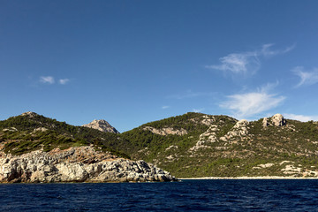 The solar coast of the Mediterranean Sea with yachts and clouds	