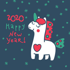Magic unicorn in the winter, for your design