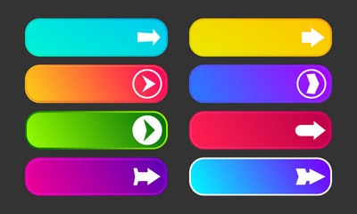 Obraz premium Set of eight modern gradient buttons with arrows