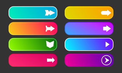 Obraz premium Set of eight modern gradient buttons with arrows