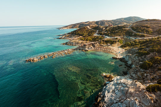 Tigania beach in Greece aerial