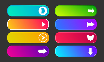 Obraz premium Set of eight modern gradient buttons with arrows