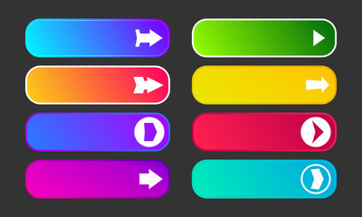 Fototapeta premium Set of eight modern gradient buttons with arrows