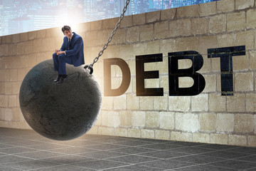 Debt and loan concept with businessman