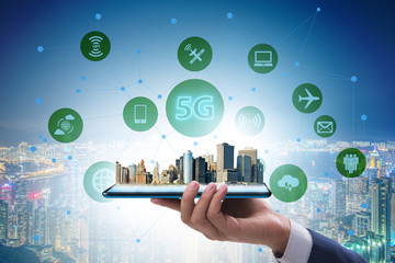 5G mobile technology concept - high internet speed