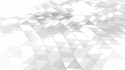 Vector perspective grid. Detailed lines on white background.Wave with many lines and triangles. Network of lines. Abstract digital background. Connection.