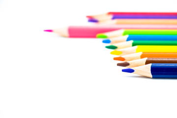 Professional color pencils isolated on white background