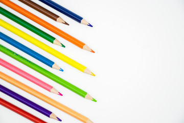 Professional color pencils isolated on white background