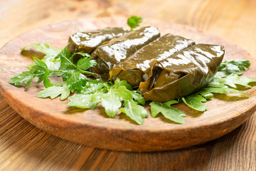 Traditional Turkish Dolma, Sarma or Dolmades Closeup