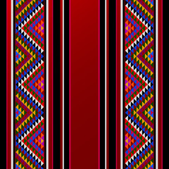 Square Tile Multicolored Sadu Style Hand Weaving Arabian Patterns - obrazy, fototapety, plakaty