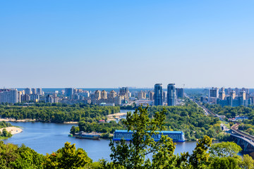 Obraz premium View on residential districts on left bank of the river Dnieper in Kiev, Ukraine